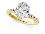 Yellow gold Oval Solitaire Pavé Band with Four-Prong Setting_164