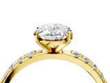 Yellow gold Oval Solitaire Pavé Band with Four-Prong Setting_167