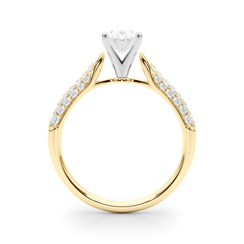 Yellow gold Oval Solitaire Pavé Diamond Engagement Ring with Four-Prong Setting 2