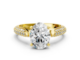 Yellow gold Oval Solitaire Pavé Diamond Engagement Ring with Four-Prong Setting_140