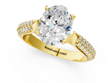 Yellow gold Oval Solitaire Pavé Diamond Engagement Ring with Four-Prong Setting_141