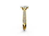Yellow gold Oval Solitaire Pavé Diamond Engagement Ring with Four-Prong Setting_142