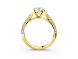 Yellow gold Oval Solitaire Pavé Diamond Engagement Ring with Four-Prong Setting_143