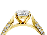 Yellow gold Oval Solitaire Pavé Diamond Engagement Ring with Four-Prong Setting_144