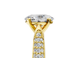 Yellow gold Oval Solitaire Pavé Diamond Engagement Ring with Four-Prong Setting_145