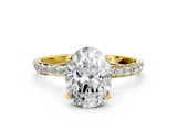 Yellow gold Oval Solitaire Pavé Diamond Engagement Ring with Four-Prong Setting_28