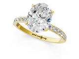 Yellow gold Oval Solitaire Pavé Diamond Engagement Ring with Four-Prong Setting_29