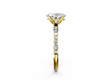 Yellow gold Oval Solitaire Pavé Diamond Engagement Ring with Four-Prong Setting_30