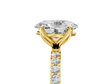 Yellow gold Oval Solitaire Pavé Diamond Engagement Ring with Four-Prong Setting_33