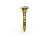 Yellow gold Oval Solitaire Pavé Diamond Milgrain Engagement Ring with Four-Prong Setting_8