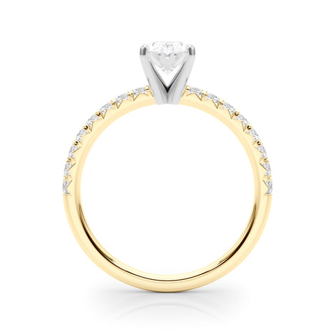 Yellow gold Oval Solitaire Pave Diamond Engagement Ring with Four-Prong Setting 2