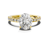 Yellow gold Oval Solitaire Pave Diamond Engagement Ring with Four-Prong Setting_350