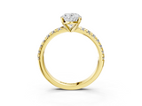 Yellow gold Oval Solitaire Pave Diamond Engagement Ring with Four-Prong Setting_353