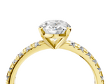 Yellow gold Oval Solitaire Pave Diamond Engagement Ring with Four-Prong Setting_354