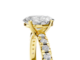Yellow gold Oval Solitaire Pave Diamond Engagement Ring with Four-Prong Setting_355