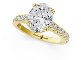 Yellow gold Oval Solitaire Pave Diamond Engagement Ring with Prong Setting_33