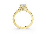 Yellow gold Oval Solitaire Pave Diamond Engagement Ring with Prong Setting_35