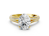 Yellow gold Oval Solitaire Pave Split Shank Engagement Ring with Six-Prong Setting_46
