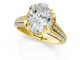 Yellow gold Oval Solitaire Pave Split Shank Ring with Four-Prong Setting_155