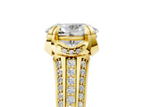 Yellow gold Oval Solitaire Pave Split Shank Ring with Four-Prong Setting_159
