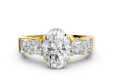 Yellow gold Oval Solitaire Princess Side Stone Engraved Band Prong Setting Ring_3