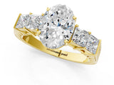 Yellow gold Oval Solitaire Princess Side Stone Engraved Band Prong Setting Ring_4