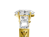 Yellow gold Oval Solitaire Princess Side Stone Engraved Band Prong Setting Ring_8