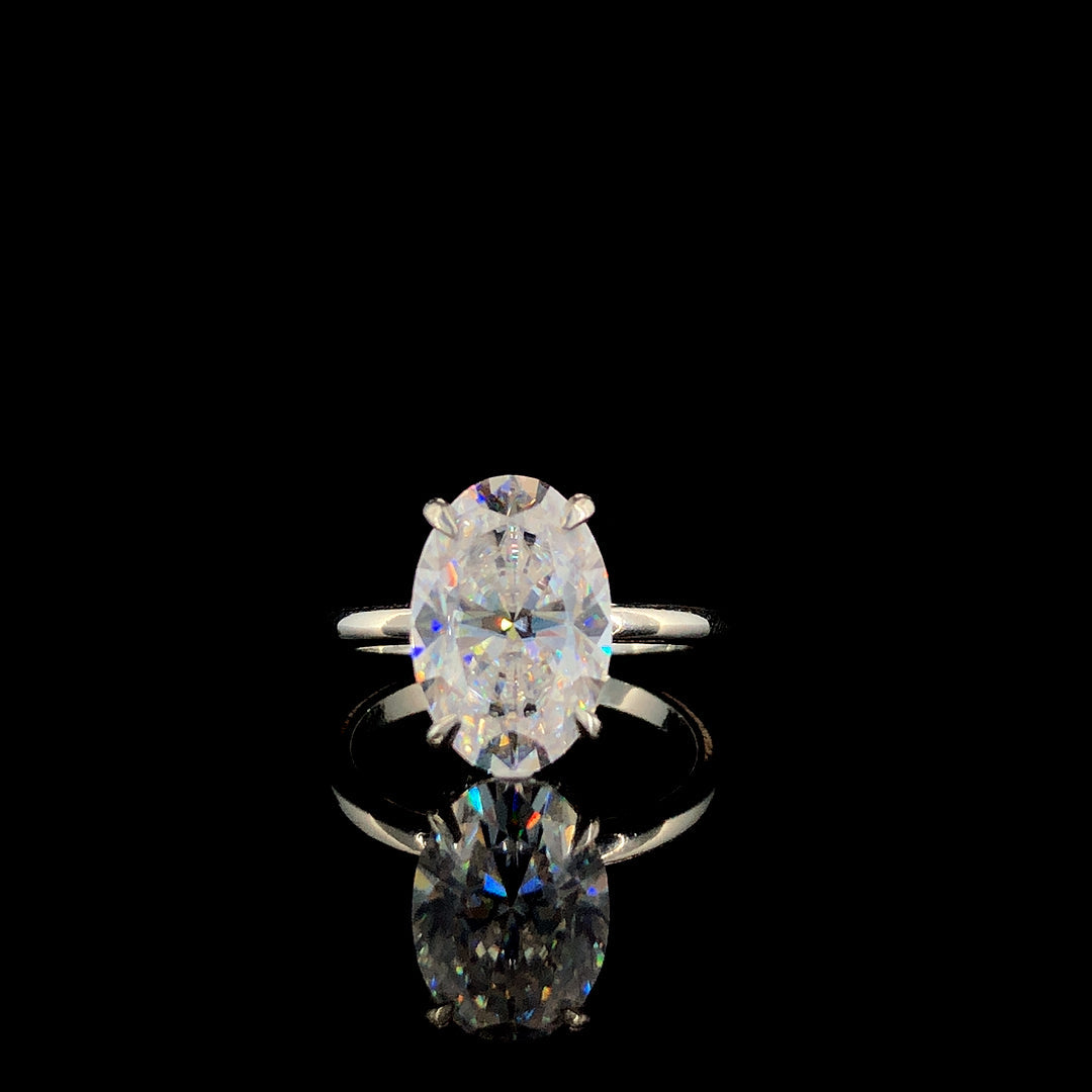 14K Yellow Gold 2.06 Carat E VS1 Oval Solitaire Engagement Ring with Cathedral Band and Four-Prong Setting