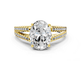Yellow gold Oval Solitaire Split Shank Pavé Diamond Engagement Ring_314