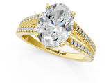 Yellow gold Oval Solitaire Split Shank Pavé Diamond Engagement Ring_315