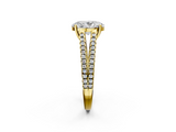 Yellow gold Oval Solitaire Split Shank Pavé Diamond Engagement Ring_316