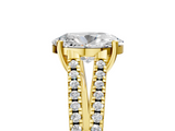 Yellow gold Oval Solitaire Split Shank Pavé Diamond Engagement Ring_319
