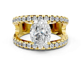 Yellow gold Oval Solitaire Split Shank Pave Diamond Ring_48