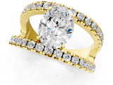 Yellow gold Oval Solitaire Split Shank Pave Diamond Ring_49