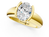 Yellow gold Oval Solitaire Tension Set Diamond Ring with Wide Band_21
