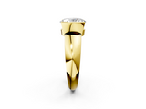 Yellow gold Oval Solitaire Tension Set Diamond Ring with Wide Band_22
