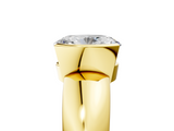 Yellow gold Oval Solitaire Tension Set Diamond Ring with Wide Band_25
