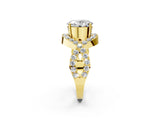Yellow gold Oval Solitaire Twist Band Pavé Diamond Engagement Ring_34