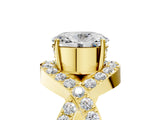 Yellow gold Oval Solitaire Twist Band Pavé Diamond Engagement Ring_37
