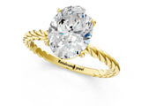 Yellow gold Oval Solitaire Twist Band Ring with Four-Prong Setting_69