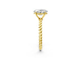 Yellow gold Oval Solitaire Twist Band Ring with Four-Prong Setting_70
