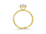 Yellow gold Oval Solitaire Twist Band Ring with Four-Prong Setting_71