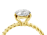 Yellow gold Oval Solitaire Twist Band Ring with Four-Prong Setting_72