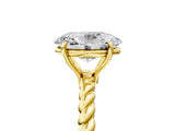 Yellow gold Oval Solitaire Twist Band Ring with Four-Prong Setting_73