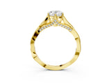 Yellow gold Oval Solitaire Twist Band Six-Prong Setting 4
