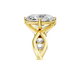 Yellow gold Oval Solitaire Twist Band with Leaf Prong Setting 5