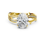 Yellow gold Oval Solitaire Twist Band with Pavé Accents and Four-Prong Setting_22