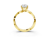 Yellow gold Oval Solitaire Twist Band with Pavé Accents and Four-Prong Setting_25