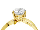Yellow gold Oval Solitaire Twist Band with Pavé Accents and Four-Prong Setting_26