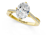 Yellow gold Oval Solitaire Twist Band with Pavé Diamonds and Four-Prong Setting_58
